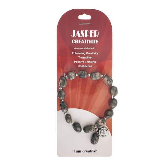 John Bead Jasper Natural Stone Bracelet with Flower Charm
